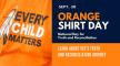 Left half of image shows orange flag with "Every Child Matters" written over it with a leaf graphic beside, right side of the image says "September 30, Orange Shirt Day, National Day for Truth and Reconciliation, Learn more about VCF's Truth and Reconciliation Journey"