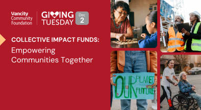 Giving Tuesday blog header image that says Collective Impact Funds: Empowering Communities Together 