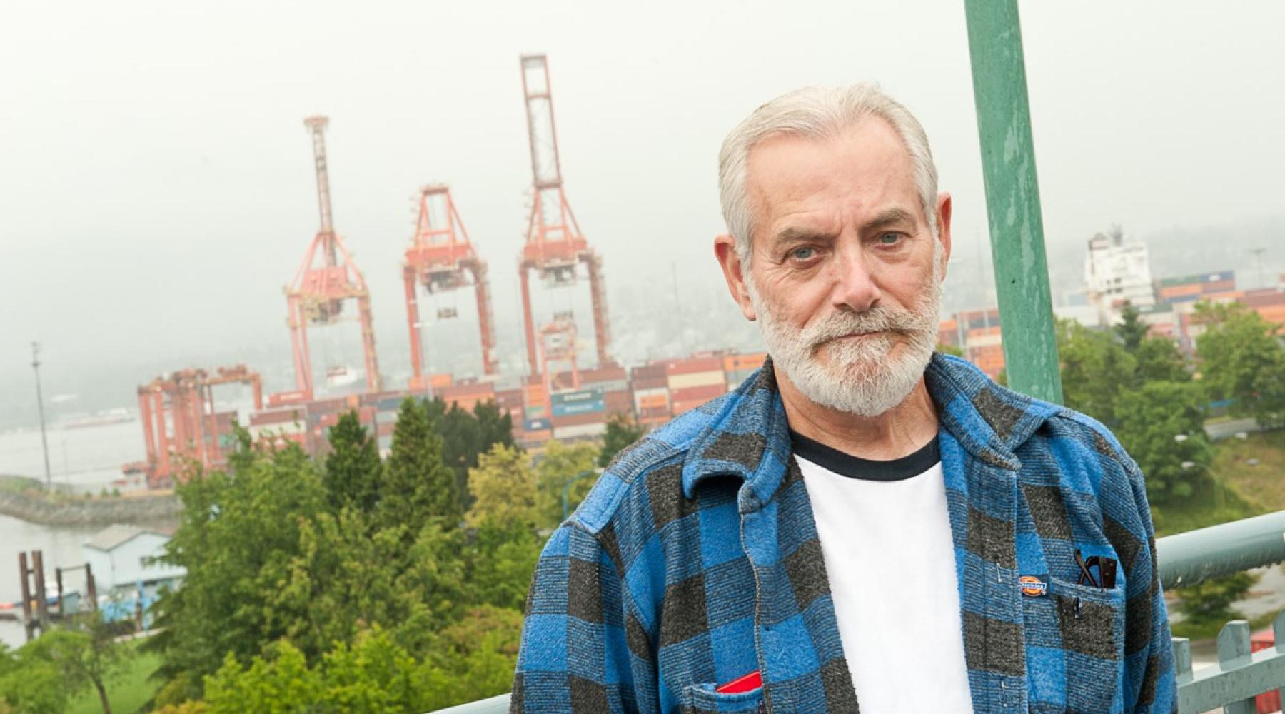 Ken in front of Vancouver Port