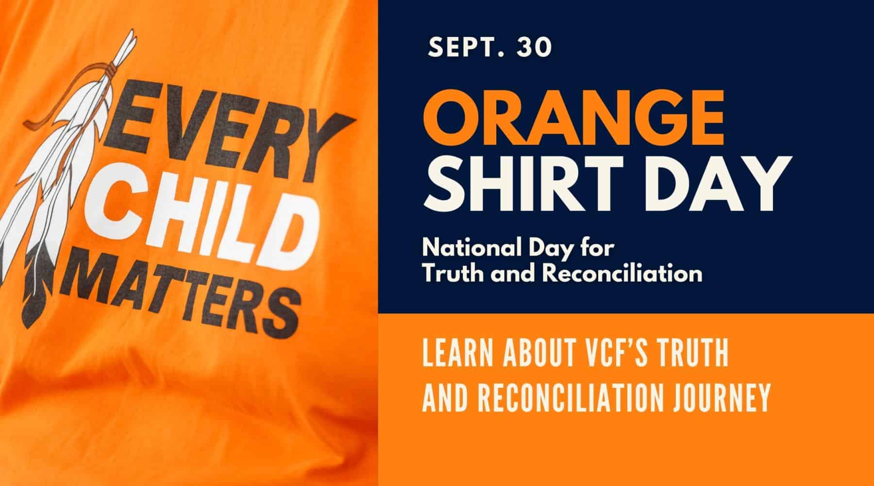 Orange Shirt Day graphic with “Every Child Matters” for Truth and Reconciliation