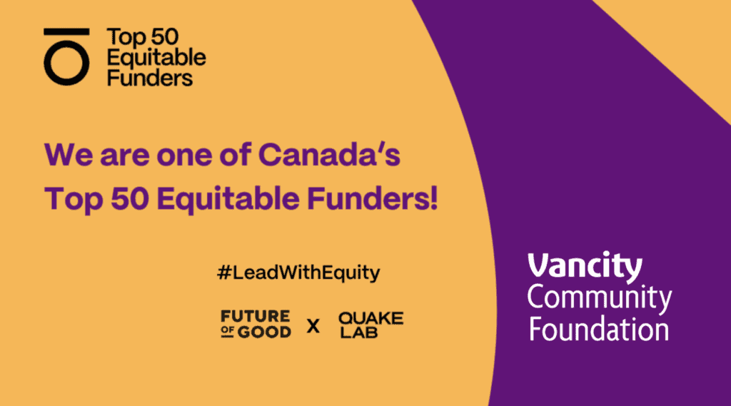 Graphic announcing VCF as one of Canada’s Top 50 Equitable Funders