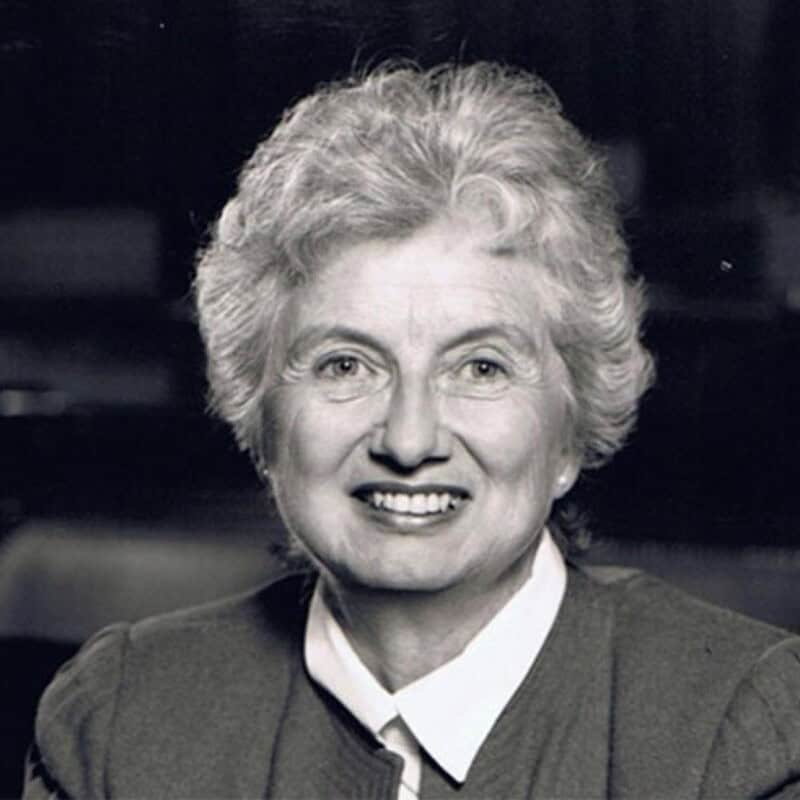 Black and white portrait of a smiling senior lady