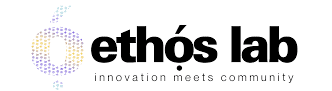 Ethos Lab logo with the tagline “innovation meets community.”